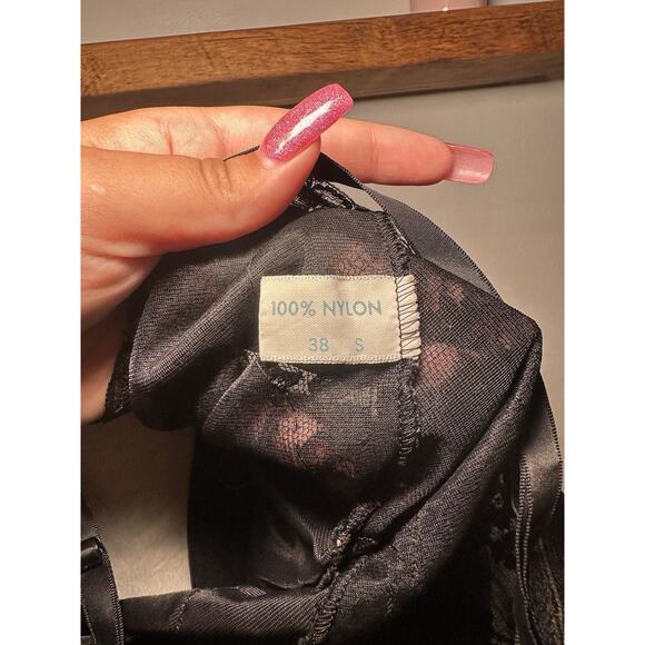 Vintage Slip Nightgown W Matching Overcoat Robe Black Set Size 38 Whimsigoth - Picture 6 of 15